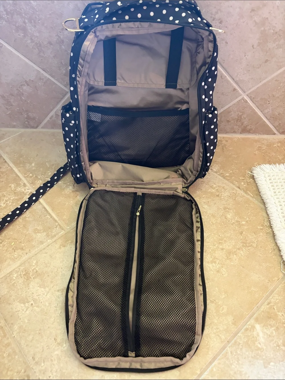 Ju-Ju-Be Black and White Polka Dot diaper Backpack *Gently Used*